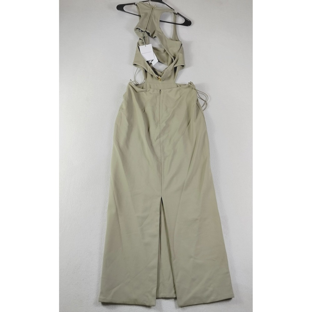 Brandon Maxwell Dress Womens 6 Silver Sage Cutout‎ Maxi Made in USA DR323FW20 - Picture 3 of 13